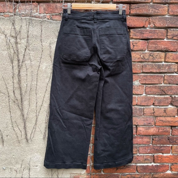 Everlane wide leg cropped black denim jeans 0 - Picture 3 of 6